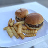 Mini Cheeseburger Sliders with Le Bus Rolls & Fries