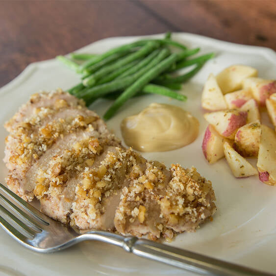 Praline Crusted Chicken with Roasted Potatoes OR Broccoli