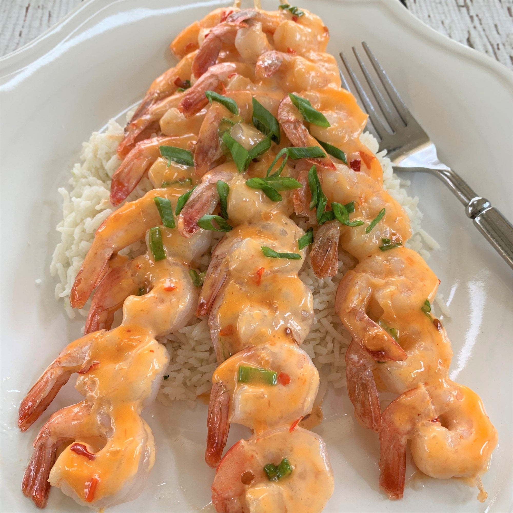 Bangin' Good Shrimp Skewers with Coconut Rice*