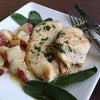 Chicken Paillard Cutlets with Sage Brown Butter Sauce and Broccoli  -  Chicken