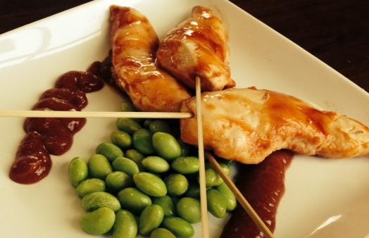 Chicken Satay with Peanut Dipping Sauce & Organic Non-GMO Edamame  -  Chicken
