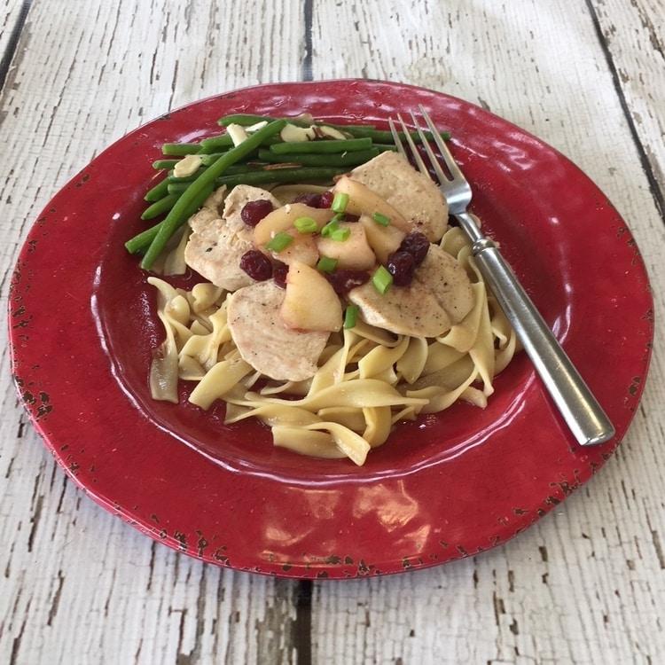 Chicken with Cranberries and Apples and French Green Beans  -  Chicken