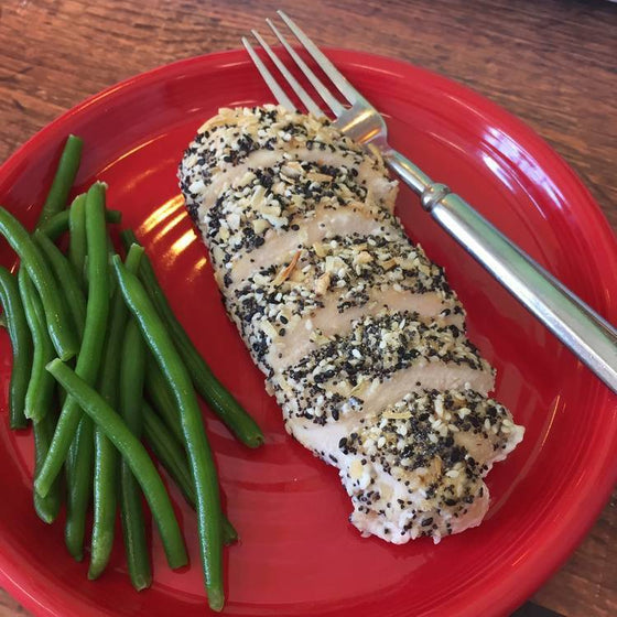 Everything (Except the) Bagel Stuffed Chicken with French Green Beans*  -  Chicken