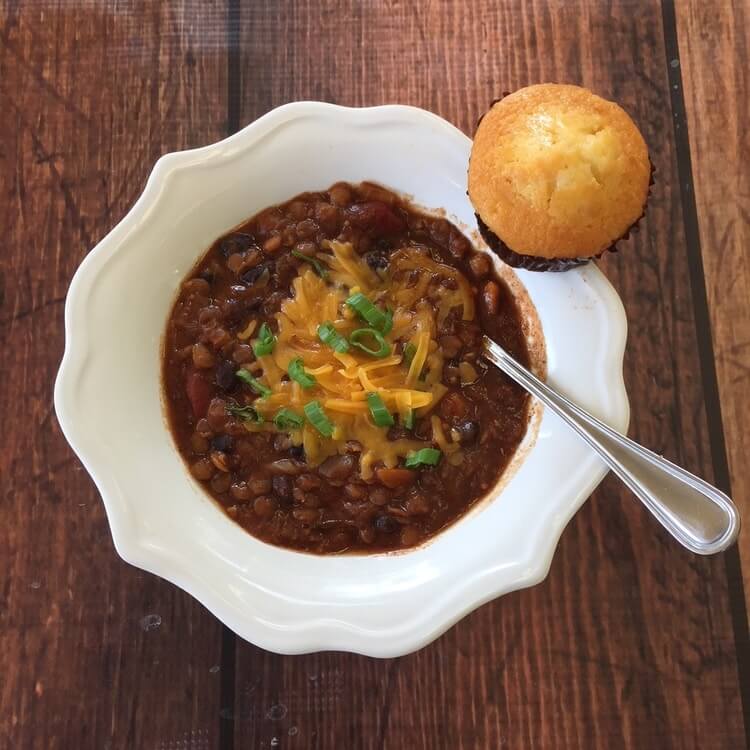 Lentil and Black Bean Chili (Slow Cooker or Pressure Cooker)  -  Vegetarian