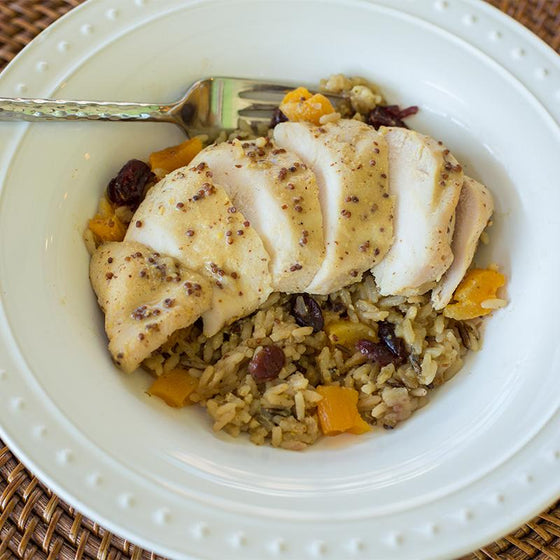 Maple Dijon Chicken over Wild Rice Pilaf  -  Chicken