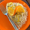 Orange Basil Flounder over Brown Rice*