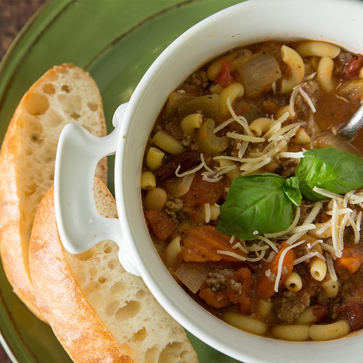 Pasta e Fagioli Stew with Ciabatta Bread  -  Beef