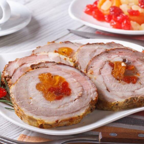 Pork Roast Stuffed with Dried Fruit and Walnuts with Wine Sauce*  -  Pork
