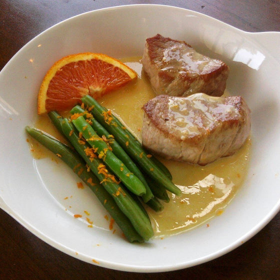 Pork Tenderloin Medallions with Orange Vinaigrette and French Green Beans*  -  Pork