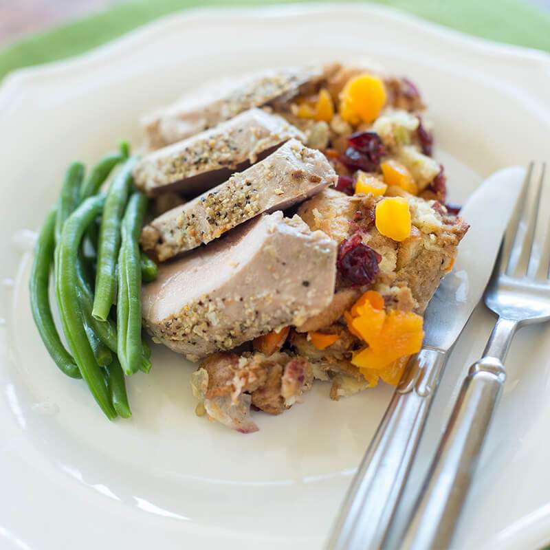 Pork Tenderloin with Springtime Stuffing  -  Pork
