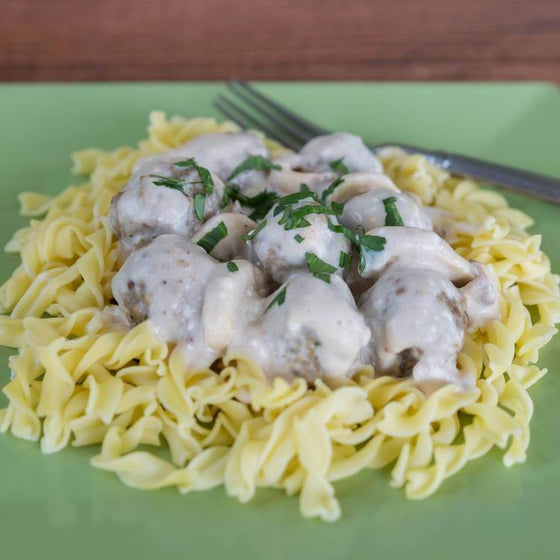 Swedish Meatballs with Egg Noodles  -  Beef