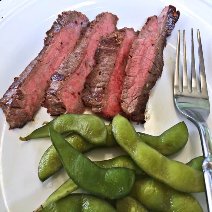 Thai Peanut Flank Steak with Organic Non-GMO Edamame  -  Beef