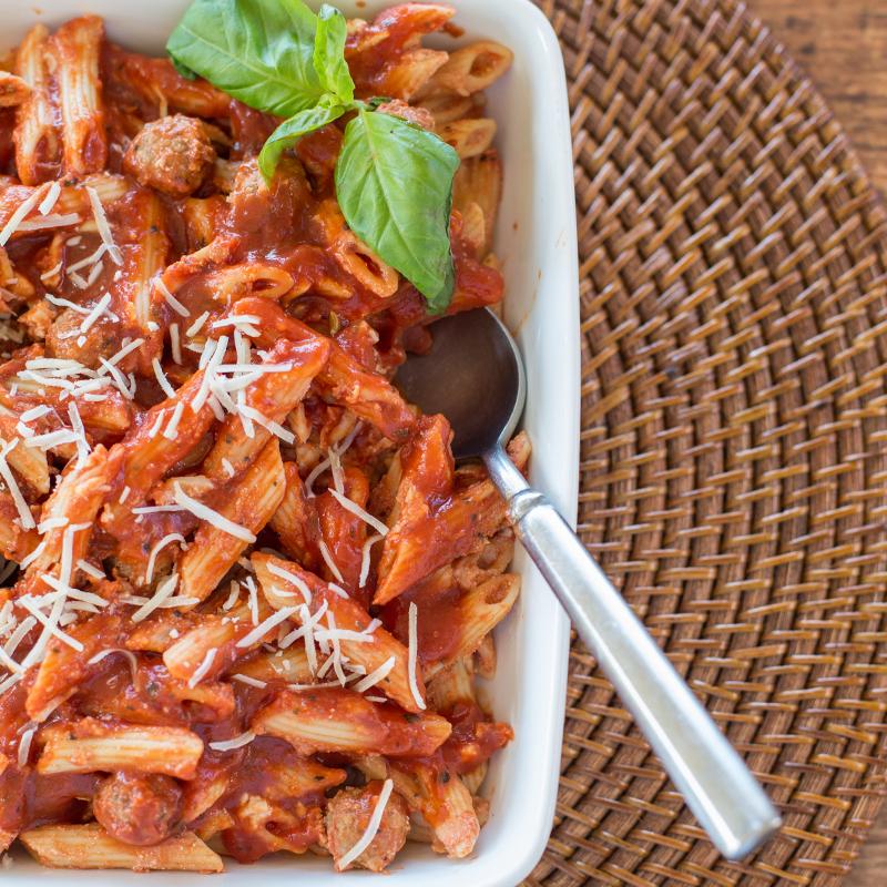 Ziti with Mini Meatballs & Ciabatta Bread (Now heat & eat!)*  -  Beef